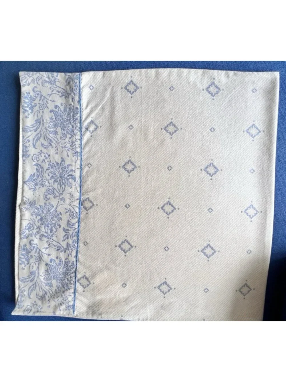 Sheridan Home KING Size Pillowcase Blue Cream Jacquard 100% Cotton Bedding NICE